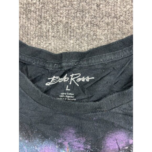 Bob Ross T-Shirt Men's Large Black Blue Intergalactic Outer Space Short Sleeve - Picture 2 of 6